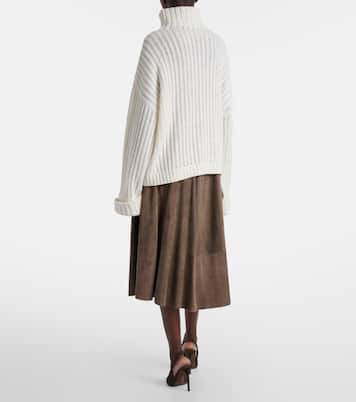 Ribbed-knit cashmere turtleneck sweater | Brunello Cucinelli