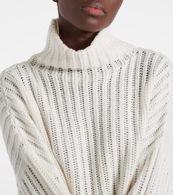 Ribbed-knit cashmere turtleneck sweater | Brunello Cucinelli