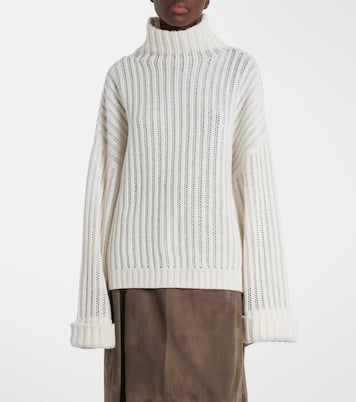 Ribbed-knit cashmere turtleneck sweater | Brunello Cucinelli