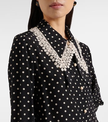 Abito chemisier in seta con pizzo a pois | Valentino