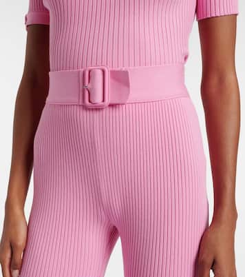 Pantalon capri en maille côtelée avec ceinture | Courrèges