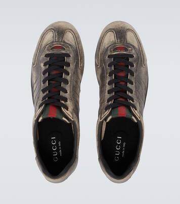 Gucci Shift Web Stripe leather sneakers | Gucci