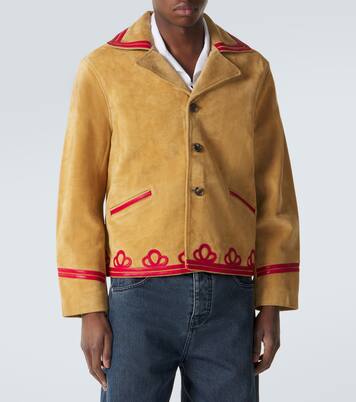 Trefoil leather-trimmed suede jacket | Bode