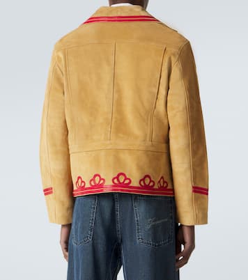 Trefoil leather-trimmed suede jacket | Bode