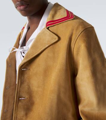 Trefoil leather-trimmed suede jacket | Bode
