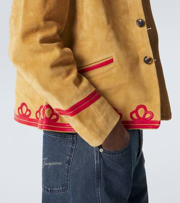 Trefoil leather-trimmed suede jacket | Bode