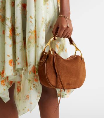 Henkeltasche Wishbone Mini aus Veloursleder | McQueen