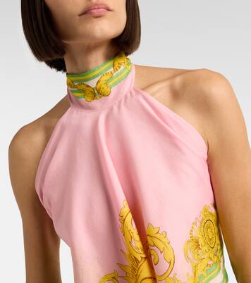 Printed cotton and silk voile top | Versace