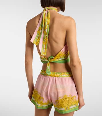 Printed cotton and silk voile top | Versace