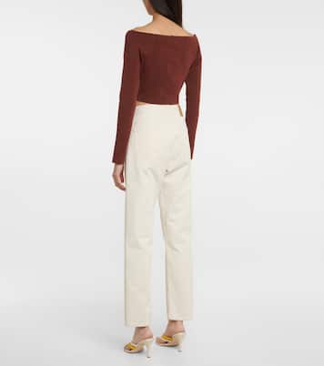 Top raccourci à encolure bardot en coton | Philosophy di Lorenzo Serafini