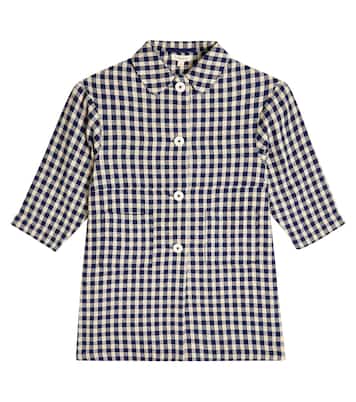 Cambridge gingham silk coat | Caramel