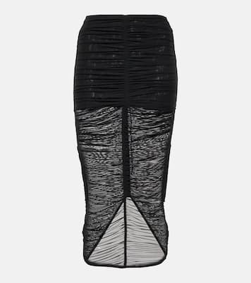 Cutout draped mesh midi skirt | Mugler