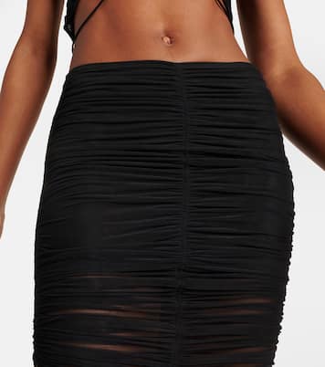 Cutout draped mesh midi skirt | Mugler