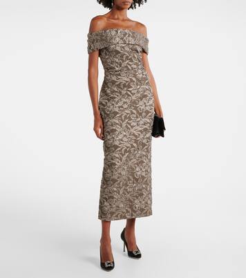 Abito midi in jacquard metallizzato | Oscar de la Renta
