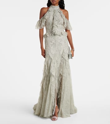 Verzierte Robe Rhodine aus Spitze | Costarellos