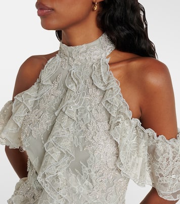 Verzierte Robe Rhodine aus Spitze | Costarellos