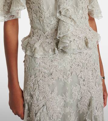 Verzierte Robe Rhodine aus Spitze | Costarellos