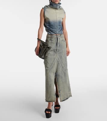 Distressed denim maxi skirt | Rick Owens