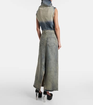 Distressed denim maxi skirt | Rick Owens