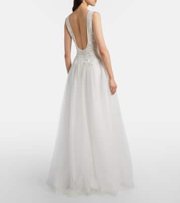 Verzierte Robe Graciella aus Tüll | Costarellos