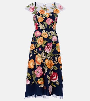 Floral sequined tulle midi dress | Carolina Herrera