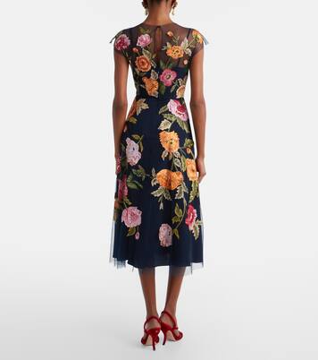 Floral sequined tulle midi dress | Carolina Herrera