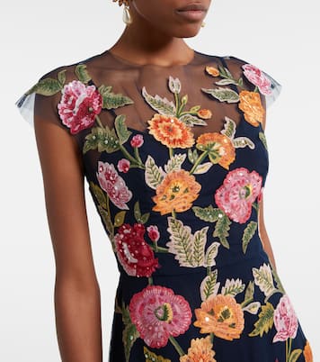 Floral sequined tulle midi dress | Carolina Herrera