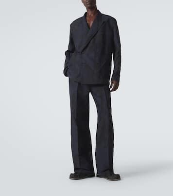Pantalon droit en coton mélangé à fleurs | Dries Van Noten