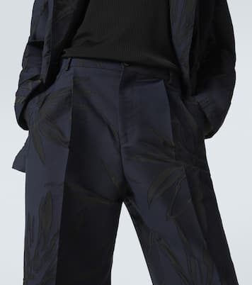 Pantalon droit en coton mélangé à fleurs | Dries Van Noten
