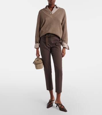 Pantalon slim en mélange de coton Monili | Brunello Cucinelli