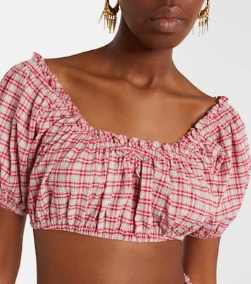 Murcia checked cotton crop top | Faithfull