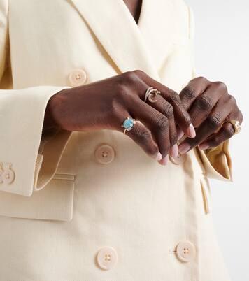 Crabe Coquillage 9kt gold ring with gemstones | Yvonne Léon
