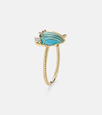 Crabe Coquillage 9kt gold ring with gemstones | Yvonne Léon