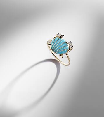 Crabe Coquillage 9kt gold ring with gemstones | Yvonne Léon