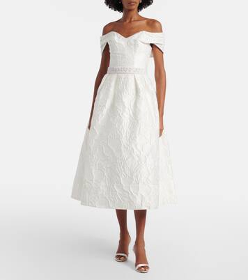 Bridal Winslet jacquard midi dress | Rebecca Vallance