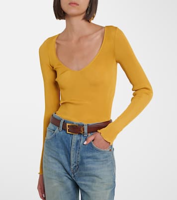 Ribbed-knit silk top | Saint Laurent