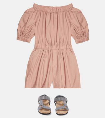 Embellished cotton-blend playsuit | Brunello Cucinelli Kids