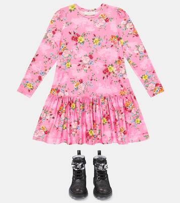 Floral cotton-blend jersey dress | Monnalisa