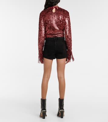 Low-Rise Shorts aus Veloursleder | Dodo Bar Or