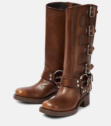 Studded leather knee-high boots  | Miu Miu