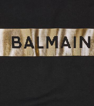 Logo embellished cotton sweatshirt | Balmain Kids