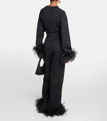 Pantalones deportivos de algodón con plumas | Prada