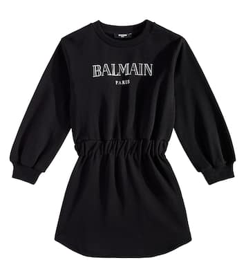 Robe sweat-shirt en coton à logo | Balmain Kids