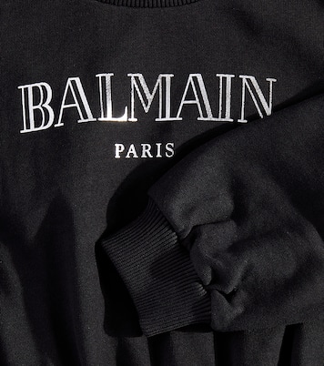 Robe sweat-shirt en coton à logo | Balmain Kids