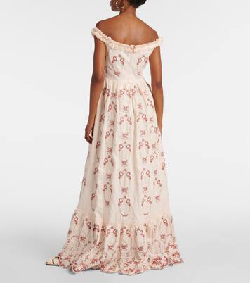 Robe longue Achiote brodée en lin | Agua by Agua Bendita