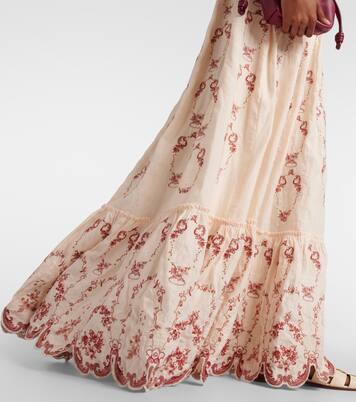 Robe longue Achiote brodée en lin | Agua by Agua Bendita