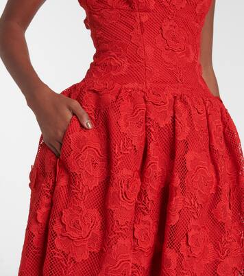 Robe midi bustier en dentelle | Self-Portrait