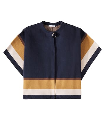 Logo cotton and wool cape | Chloé Kids