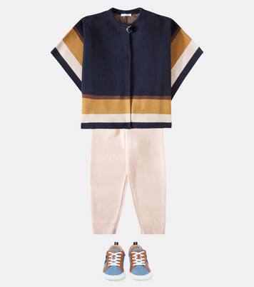 Logo cotton and wool cape | Chloé Kids