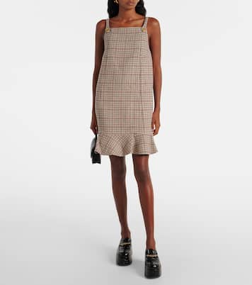 Checked wool-blend minidress | Ganni